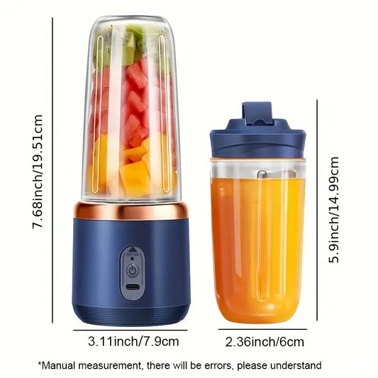 2-in-1 Portable Blender and Juicer with 6 Blades, USB Charging, Dual Cups, Suitable for Snow Mud, Milkshakes and Ice Drinks - Perfect Gift for Valentine's Day, Thanksgiving, Christmas, Mother's Day